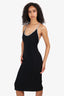 Miu Miu Black Crepe Midi Dress With Rhinestone Straps Size 38