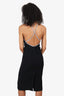 Miu Miu Black Crepe Midi Dress With Rhinestone Straps Size 38