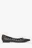 Valentino Black Leather Rockstud Pointed Toe Flats Size 35