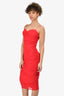 Amanda Uprichard Red Ruched 'Lopez' Midi Dress Size S