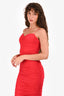 Amanda Uprichard Red Ruched 'Lopez' Midi Dress Size S