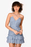 Shona Joy Blue Pleated Ruffled Mini Dress Size 2