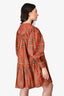 Ulla Johnson Orange Cotton Printed Long Sleeve Dress Size 0