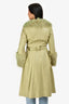 Saks Potts Green Leather Fur Trimmed Belted Coat Size 1