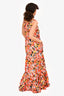 Plan C Orange/Multi Floral Cotton Tiered Pocket Maxi Dress Size 40