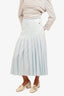Max Mara Blue Pleated Front Pocket Midi Skirt Size 4