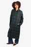 Burberry Black/Green Reversible Wool Plaid Trench Coat Size 52