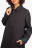 Burberry Black/Green Reversible Wool Plaid Trench Coat Size 52