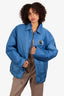 Prada Blue Padded Nylon Logo Patch Jacket Size L