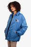 Prada Blue Padded Nylon Logo Patch Jacket Size L