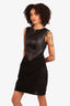 Alexander Wang Black Leather/Mesh Body con Sheath Dress Size 10