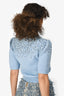 Cinq a Sept Baby Blue Knit Sequin Short Sleeve Top Size XS