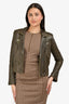 IRO Olive Green Leather Moto Jacket Size 38 (As Is)