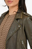 IRO Olive Green Leather Moto Jacket Size 38 (As Is)