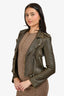 IRO Olive Green Leather Moto Jacket Size 38 (As Is)