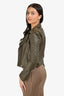 IRO Olive Green Leather Moto Jacket Size 38 (As Is)