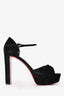 Christian Louboutin Black Suede Leather Platform Heeled Sandals Size 40