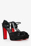 Christian Louboutin Black Suede Leather Platform Heeled Sandals Size 40