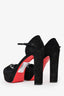 Christian Louboutin Black Suede Leather Platform Heeled Sandals Size 40