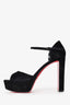 Christian Louboutin Black Suede Leather Platform Heeled Sandals Size 40