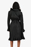 Dolce & Gabbana Black Nylon Ruffle Trench Coat Size 42