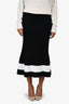 Victoria Beckham Black/White Ribbed Knit Midi Mermaid Skirt Size 3