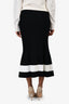 Victoria Beckham Black/White Ribbed Knit Midi Mermaid Skirt Size 3