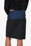 Balenciaga 2011 Navy/Black Wool/Mohair Midi Skirt Size 38