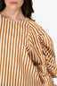 Dries Von Noten Brown/White Striped Ruched Sleeve Top Size 40