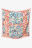Hermès Pink/Blue Silk Pattern Scarf 90