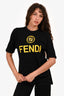 Fendi Black/Yellow Embellished Logo T-Shirt Size S