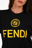 Fendi Black/Yellow Embellished Logo T-Shirt Size S