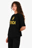 Fendi Black/Yellow Embellished Logo T-Shirt Size S