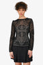 Christian Dior Black Knit Lace with Nude Slip Shirt Size 40