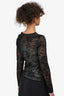 Christian Dior Black Knit Lace with Nude Slip Shirt Size 40