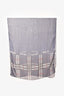 Burberry Navy Silk Tartan Patterned Scarf