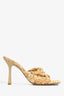 Bottega Veneta Beige Raffia Stretch Heeled Mules Size 39