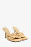 Bottega Veneta Beige Raffia Stretch Heeled Mules Size 39