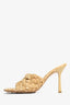 Bottega Veneta Beige Raffia Stretch Heeled Mules Size 39