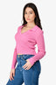Lovers and Friends Pink Ribbed Knit Polo Sweater Size M