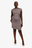 Brunello Cucinelli Grey Cotton Rouched Front Shift Dress Size M