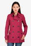 Burberry Brit Burgundy Double Breasted Short Trench Coat Size 4 US