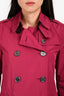 Burberry Brit Burgundy Double Breasted Short Trench Coat Size 4 US