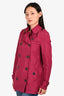 Burberry Brit Burgundy Double Breasted Short Trench Coat Size 4 US