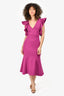 Elliatt Plum Ruffled Sleeve V-Neck 'Modern' Midi Dress Size S