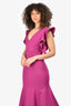 Elliatt Plum Ruffled Sleeve V-Neck 'Modern' Midi Dress Size S