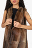 Vintage Brown Muskrat Fur Long Vest Estimated Size L