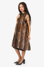 Vintage Brown Muskrat Fur Long Vest Estimated Size L
