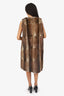 Vintage Brown Muskrat Fur Long Vest Estimated Size L