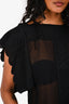 Isabel Marant Etoile Black Chiffon Embroidered Top Size 34